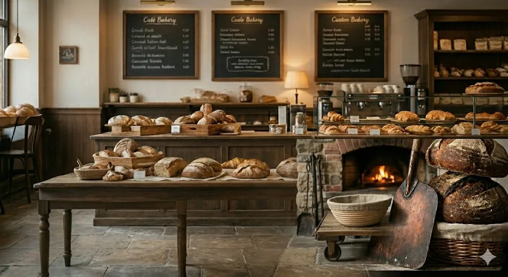 Rustic artisan sourdough bread on a wooden board